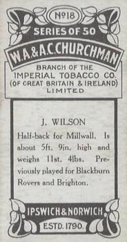 1914 Churchman's Footballers #18 Joe Wilson Back