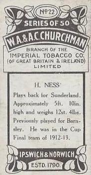1914 Churchman's Footballers #22 Harry Ness Back
