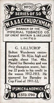 1914 Churchman's Footballers #32 George Lillycrop Back