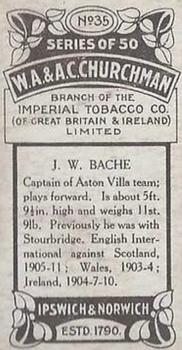 1914 Churchman's Footballers #35 Joe Bache Back