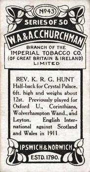 1914 Churchman's Footballers #43 Kenneth Hunt Back