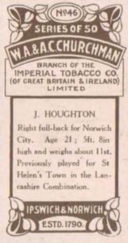 1914 Churchman's Footballers #46 Jack Houghton Back