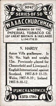 1914 Churchman's Footballers #47 Sam Hardy Back
