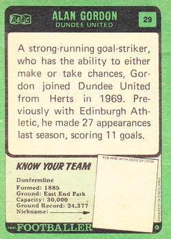 1970-71 A&BC Chewing Gum Footballers (Scottish) #29 Alan Gordon Back