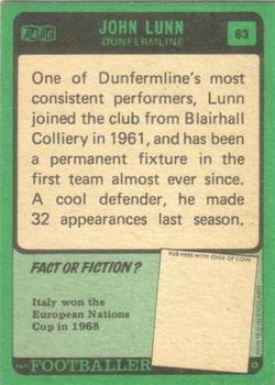 1970-71 A&BC Chewing Gum Footballers (Scottish) #63 John Lunn Back