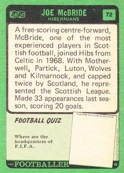 1970-71 A&BC Chewing Gum Footballers (Scottish) #72 Joe McBride Back