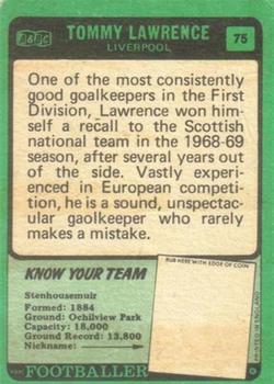 1970-71 A&BC Chewing Gum Footballers (Scottish) #75 Tommy Lawrence Back