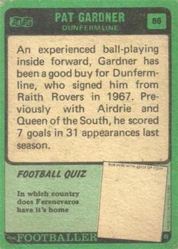 1970-71 A&BC Chewing Gum Footballers (Scottish) #86 Pat Gardner Back