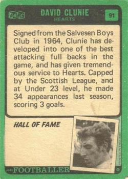 1970-71 A&BC Chewing Gum Footballers (Scottish) #91 David Clunie Back