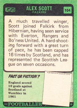 1970-71 A&BC Chewing Gum Footballers (Scottish) #104 Alex Scott Back