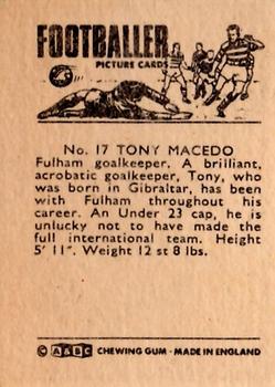 1966-67 A&BC Footballers #17 Tony Macedo Back