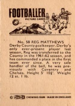 1966-67 A&BC Footballers #58 Reg Matthews Back