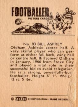 1966-67 A&BC Footballers #83 Bill Asprey Back