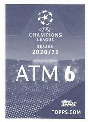 2020-21 Topps UEFA Champions League Sticker Collection #ATM 6 José María Giménez Back
