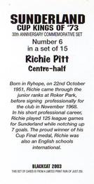 2003 Blackcat Sunderland FA Cup Heroes of '73 #6 Richie Pitt Back