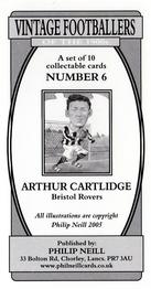 2005 Philip Neill Vintage Footballers Of The 1900's #6 Arthur Cartlidge Back