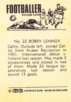 1967-68 A&BC Chewing Gum Footballers (Scottish) #22 Bobby Lennox Back