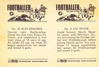 1967-68 A&BC Chewing Gum Footballers (Scottish) - Pairs Set #3 / 40 Jim Irvine / Alex Edwards Back