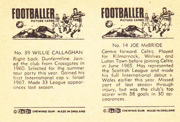 1967-68 A&BC Chewing Gum Footballers (Scottish) - Pairs Set #14 / 39 Joe McBride / Willie Callaghan Back