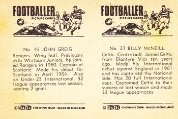 1967-68 A&BC Chewing Gum Footballers (Scottish) - Pairs Set #27 / 15 Billy McNeill / John Greig Back