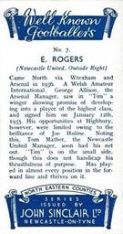 1938 John Sinclair Well Known Footballers (North Eastern Counties) #7 Tim Rogers Back