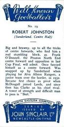 1938 John Sinclair Well Known Footballers (North Eastern Counties) #19 Robert Johnston Back