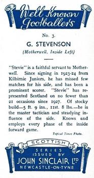 1938 John Sinclair Well Known Footballers (Scottish) #3 George Stevenson Back