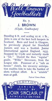 1938 John Sinclair Well Known Footballers (Scottish) #7 John Brown Back
