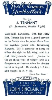 1938 John Sinclair Well Known Footballers (Scottish) #35 Jim Tennant Back