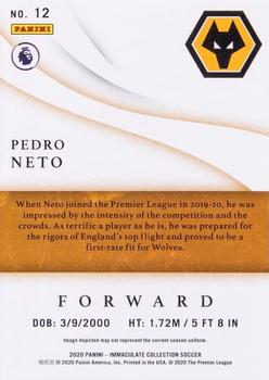 2020 Panini Immaculate Collection #12 Pedro Neto Back