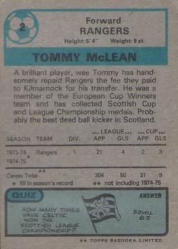 1975-76 Topps Footballers (Scottish, Blue Back) #2 Tommy McLean Back