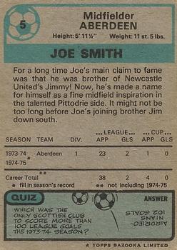 1975-76 Topps Footballers (Scottish, Blue Back) #5 Joe Smith Back