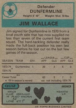 1975-76 Topps Footballers (Scottish, Blue Back) #9 Jim Wallace Back