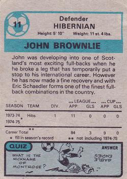 1975-76 Topps Footballers (Scottish, Blue Back) #11 John Brownlie Back