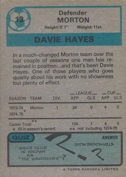 1975-76 Topps Footballers (Scottish, Blue Back) #13 Davie Hayes Back
