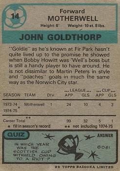 1975-76 Topps Footballers (Scottish, Blue Back) #14 John Goldthorp Back