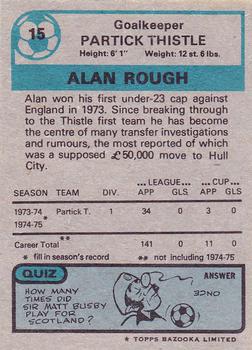 1975-76 Topps Footballers (Scottish, Blue Back) #15 Alan Rough Back