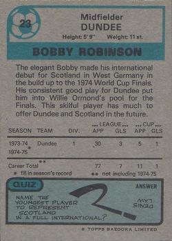 1975-76 Topps Footballers (Scottish, Blue Back) #23 Bobby Robinson Back