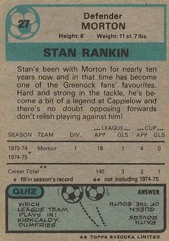 1975-76 Topps Footballers (Scottish, Blue Back) #27 Stan Rankin Back