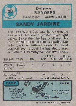 1975-76 Topps Footballers (Scottish, Blue Back) #30 Sandy Jardine Back
