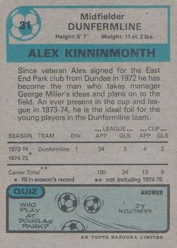 1975-76 Topps Footballers (Scottish, Blue Back) #31 Alex Kinninmonth Back