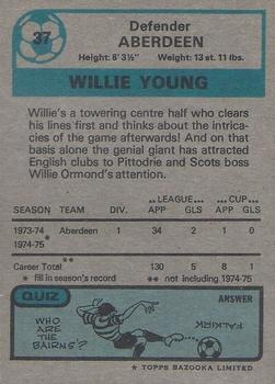 1975-76 Topps Footballers (Scottish, Blue Back) #37 Willie Young Back