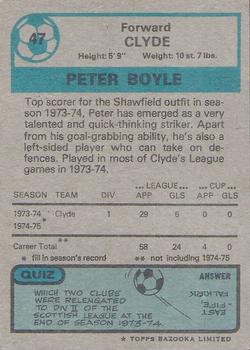 1975-76 Topps Footballers (Scottish, Blue Back) #47 Peter Boyle Back