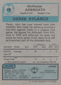 1975-76 Topps Footballers (Scottish, Blue Back) #48 Derek Rylance Back
