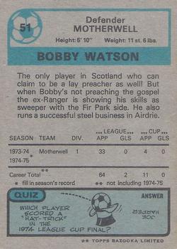 1975-76 Topps Footballers (Scottish, Blue Back) #51 Bobby Watson Back