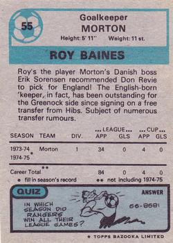 1975-76 Topps Footballers (Scottish, Blue Back) #55 Roy Baines Back