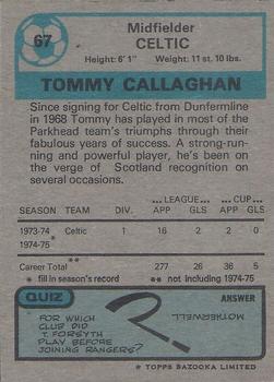 1975-76 Topps Footballers (Scottish, Blue Back) #67 Tommy Callaghan Back