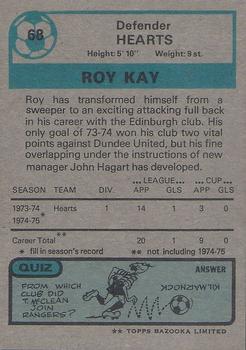 1975-76 Topps Footballers (Scottish, Blue Back) #68 Roy Kay Back