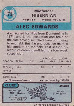 1975-76 Topps Footballers (Scottish, Blue Back) #73 Alex Edwards Back