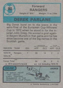 1975-76 Topps Footballers (Scottish, Blue Back) #80 Derek Parlane Back